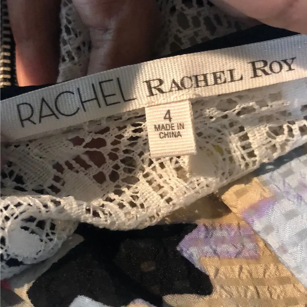 128. RACHEL Rachel Roy Geometric Lace Sleeveless Dress Womens Size 4 Fit & Flare - Picture 9 of 11